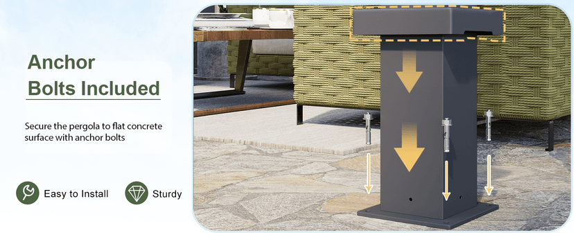 Aoxun Louvered Pergola 10' x 10' Outdoor Aluminum Pergola with Adjustable Top for Decks, Gardens and Backyards, Gray