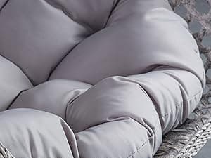 Egg Swing Chair Outdoor with Stand, Hanging Egg Rattan Basket Chair with Cushion and Pillow, Lounge Chairs, Foldable Basket and Metal Stand for Porch, Patio, Bedroom, Balcony,Yard (Grey)