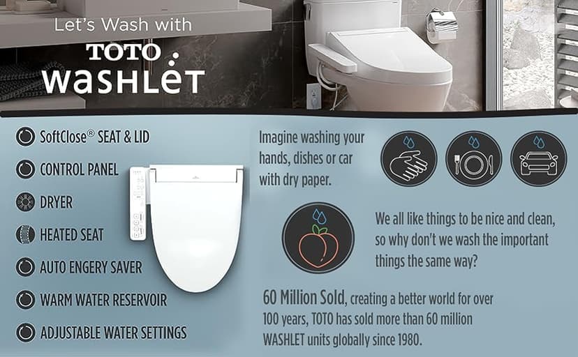 TOTO SW3023#01 WASHLET KC2 Round Electronic Bidet Toilet Seat, Cotton White