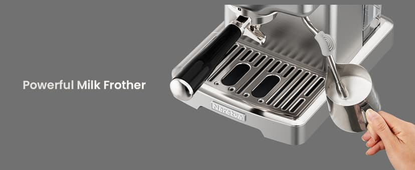 Neretva Espresso Machine, 15 Bar Espresso Coffee Machine with Visible Pressure Guage Professional Espresso Maker with Milk Frother & Stainless Steel for Home Barista Latte and Cappuccino Maker-Silver