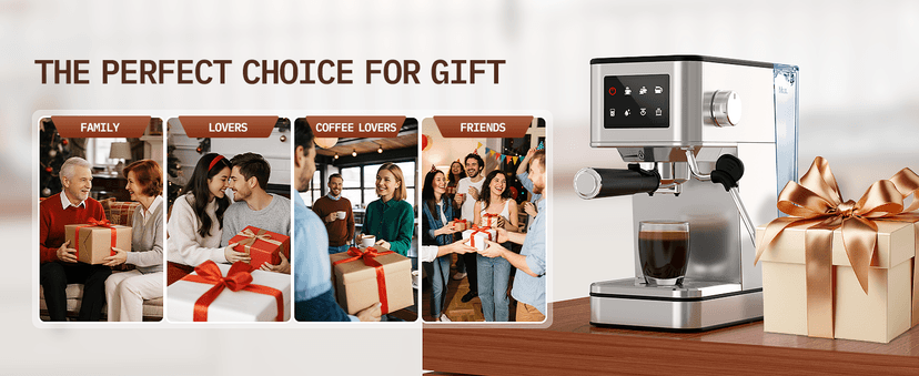 Espresso Machine with Milk Frother, 20 Bar Compact Espresso Maker with Touch Screen & 57.5oz Removable Water Tank for Home, Stainless Steel Coffee Machine for Cappuccino, Latte, Silver(updated)