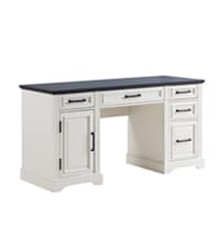 JXQTLINGMU 58" Executive Desk, Farmhouse Computer Desk with Drawers and Cabinet, Embossed Texture Home Office Desk w/Charging Station, Workspace for Work Study Writing, Off White