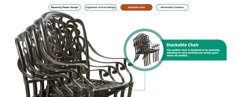 VIVIJASON 9-Piece Outdoor Furniture Dining Set, All-Weather Cast Aluminum Patio Conversation Set, Include 8 Cushioned Chairs and an Oval Table with Umbrella Hole for Balcony Lawn Garden Backyard