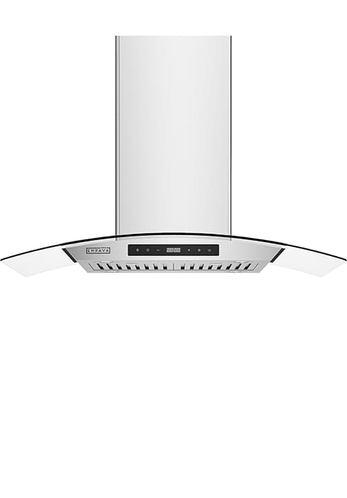 Empava 36 Inch Island Range Vent Hood Ceiling-Mount, Convertible Ducted/Ductless, 3-Speed Touch Control Timer, Stainless Steel Baffle, 4 LED Lights (Charcoal Filters Sold Separately)