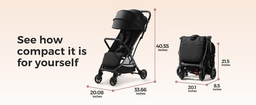 Momcozy ClickGo Lightweight Stroller, Compact Travel Stroller for Airplane with One-Click Fold, Baby Stroller and Toddler Stroller with Large Canopy for Kids from 0 Months, Extendable UPF50+ Canopy