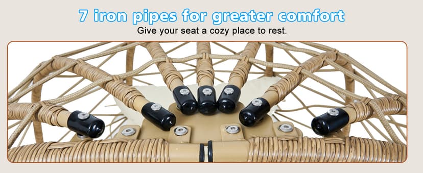 Wicker Egg Chair with Footrest & Cushions - Oversized 450lb Capacity Boho Wicker Egg Chair with Ottoman for Indoor/Outdoor - Beige Rattan Lounge Seat for Patio, Balcony, Garden, Home