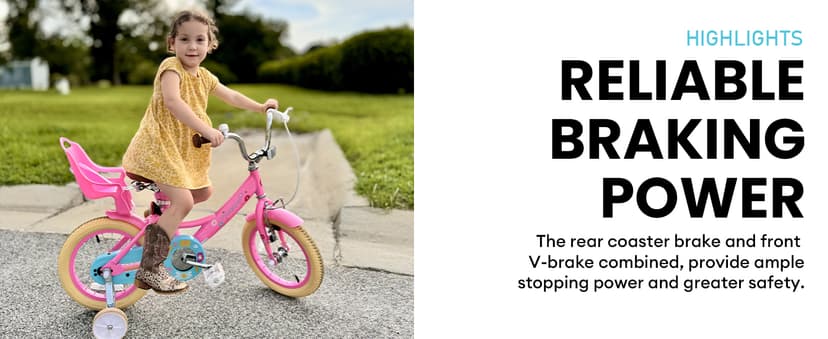 Glerc Maggie Girls Bike, 12-20 Inch Kids Bike for 2-13 Years Old Children, Princess Style Kids Bicycle with Doll-Seat & Basket & Training Wheels, Multiple Colors