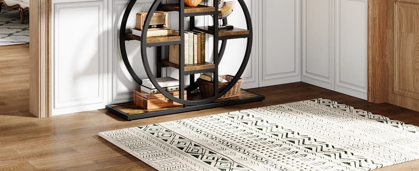 41" Console Table for Entryway, 4-Tier Industrial Narrow Wood Sofa Accent Tables with Circle Storage Shelves for Living Room, Hallway, Foyer (Rustic Brown)