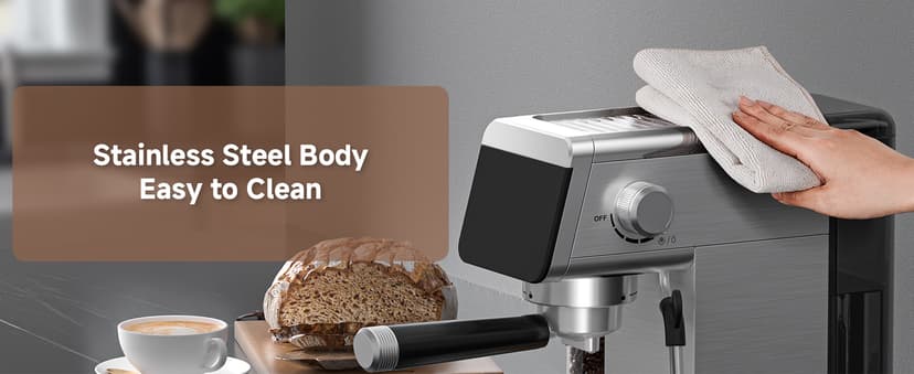 AMZCHEF Espresso Machines with LED Touch screen, Espresso Coffee machine Equip 20Bar Pressure System, Cappuccino Machine, Compact Latte Machine for Home Gifts,Silver