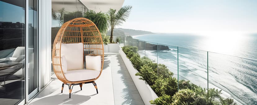 Outdoor Egg Chair, PE Wicker Chair with 4 Thicken Cushions, Patio Chairs 440 lbs Capacity, Oversized Balcony Chairs with Durable Steel Frame Perfect for Balcony, Backyard, Bedroom-Dark Black