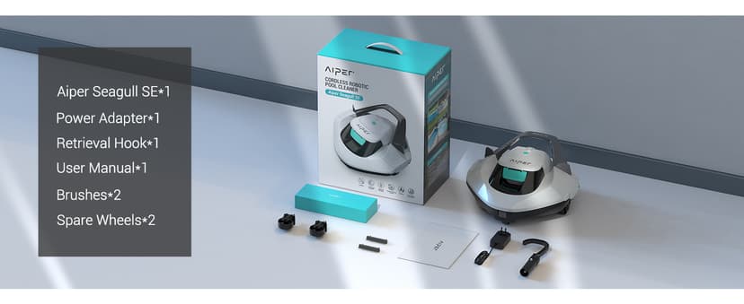 AIPER Cordless Robotic Pool Vacuum, Self-Parking Technology, Portable, Ideal for Above-Ground Flat Pool up to 40 Feet