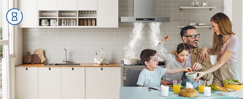 IKTCH 36-Inch Wall Mount Range Hood, 900 CFM Ducted Vent Hood with 4-Speed Fan, Gesture Sensing & Touch Control, Stainless Steel Kitchen Chimney Vent with Adjustable LED Lights