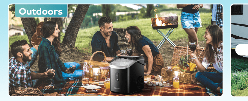 EUHOMY Nugget Ice Maker Countertop with Handle, Ready in 6 Mins, 34lbs Per Day, Removable Top Cover, Auto-Cleaning, Portable Sonic Ice Maker with Basket and Scoop, for Home/Party/RV/Camping (Black)