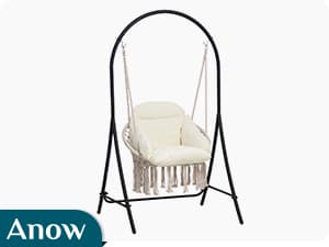 ANOW Double Hammock with Stand Included, Rope Hammock with Detachable Pillow and Pad for Outdoors Indoors, 450 LBS Weight Capacity, Blue