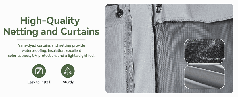 Aoxun 12'x10' Hardtop Gazebo, Aluminum Frame Permanent Pavilion with Curtains and Netting, Outdoor Galvanized Double Roof Canopy, Designed for Garden, Lawns, Patio (Black/Grey)