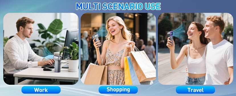 Portable Misting Fan - Mini Handheld Fan - 5000mAh Rechargeable Personal Mister Fans with Digital Display, 1-199 Speeds Adjustable, Birthday Gifts for Women Men Travel/Outdoor/Home/Office (Grey)