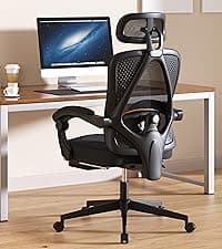 Dowinx Gaming Chair Fabric with Pocket Spring Cushion, Massage Game Chair Cloth with Headrest, Ergonomic Computer Chair with Footrest 290LBS, Black and Grey