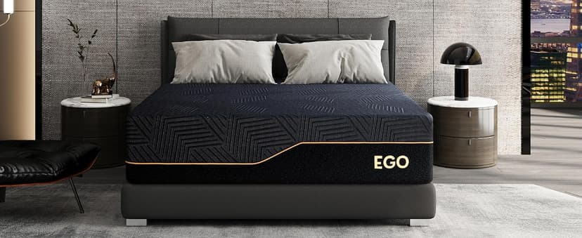 Firm King 14 Inch Memory Foam Mattress in a Box, Cooling Knit Fabric Cover, Copper Memory Foam, Made in The USA of US Foam, CertiPUR-US Certified, 76”x80”, Black