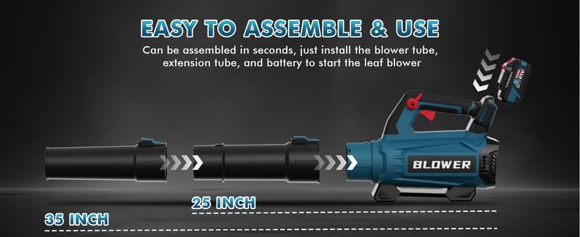 Leaf Blower Cordless (Upgraded) - 630CFM/160MPH, 21V Powerful Electric Cordless Leaf Blower with 2 x 4.0Ah Batteries and Charger, Battery Powered Leaf Blowers for Lawn Care, Patio, Yard, Dust, Snow