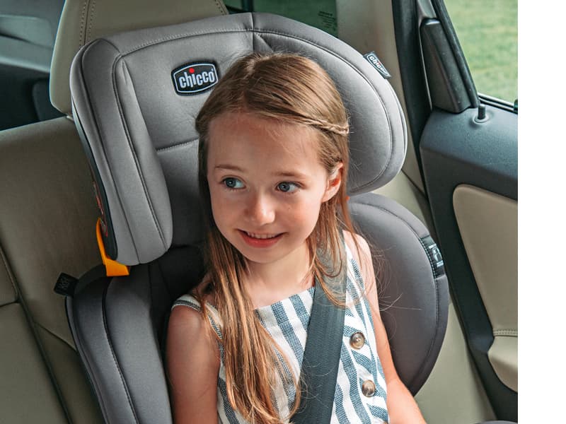 Chicco KidFit ClearTex Plus 2-in-1 Belt-Positioning Booster Car Seat, Backless and High Back Booster Seat, for Children Aged 4 Years and up and 40-100 lbs. | Drift/Grey