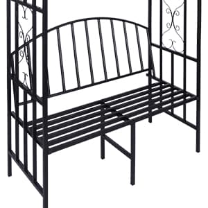 Garden Arch Heavy Duty (Holds 660lbs-250kg) | Metal Arbor Archway for Climbing Plant & Two People Seat Bench |Outdoor Lawn Backyard Decor 81 x 45.3 x 20 in - Black