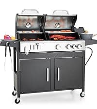 Captiva Designs 4-Burner Propane Gas BBQ Grill with Side Burner & Porcelain-Enameled Cast Iron Grates, 42,000 BTU Output Stainless Steel Grill for Outdoor Cooking Kitchen and Patio Backyard Barbecue