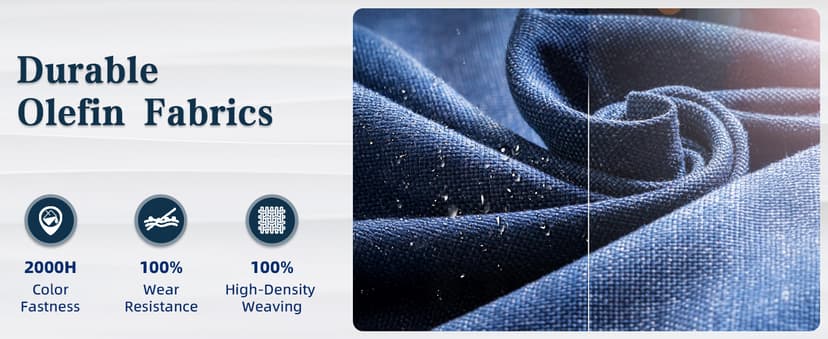 6 Piece Patio Furniture Set with Swivel Chairs, Side Table & Ottomans, Outdoor Conversation Set for Backyard, Deck, Porch, Poolside - Blue Comfortable Cushions in Mixed Grey Wicker