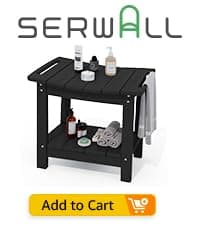 SERWALL HDPE Folding Adirondack Chair with Dual Cup Holder - Composite Adirondack Chair - Black