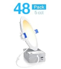 Ensenior 12 Pack 6 Inch LED Recessed Ceiling Light, Dimmable, 2700K-5000K 5CCT, 1200LM 12W 120V, High Brightness Canless Wafer Downlight - ETL&FCC&IC