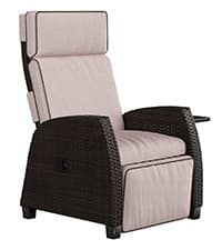 Grand patio Outdoor Recliner with Independent Adjustable Back and Footrest, Air Pump 150° Lay Flat Reclining Chair Removable Olefin Cushion Flip-Up Table Wicker Grey 1PC