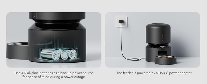 PETLIBRO Automatic Cat Feeder, Automatic Dog Food Dispenser with Freshness Preservation, Timed Pet Feeders for Dry Food, Up to 50 Portions 6 Meals Per Day, Granary Black