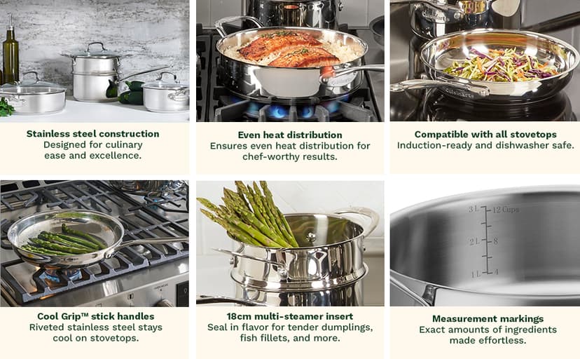 Cuisinart 77-11G Stainless Steel 11-Piece Set Chef's-Classic-Stainless-Cookware-Collection