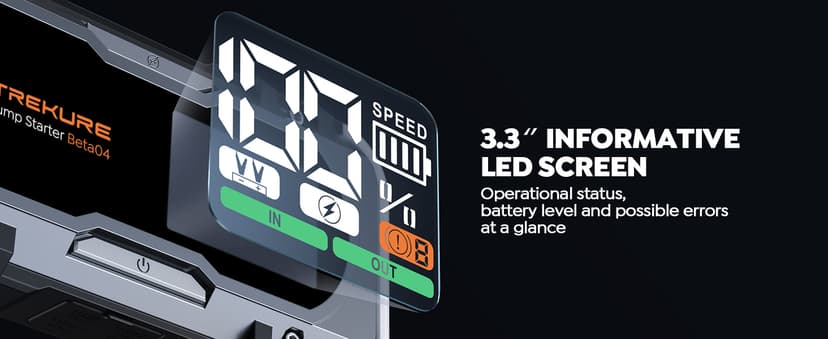 8-in-1 Car Battery Jump Starter 7000A Peak 65W Fast Charging Portable Car Battery Jumper Starter Portable (All Gas/10L Diesel) Jump Box with Extended Jumper Cables