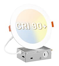 Amico 12 Pack 6 Inch 5CCT Ultra-Thin LED Recessed Ceiling Light with Junction Box, 1050LM Brightness, Dimmable Canless Wafer Downlight, 12W, ETL&FCC