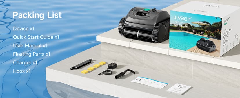 (2025 Upgrade) WYBOT C1 Robotic Pool Vacuum for Inground Pools, 150min Runtime Cordless Pool Cleaner, 4-in-1 Wall & Waterline Cleaning Up to 1,614Sq.ft, Smart Navigation, App Support