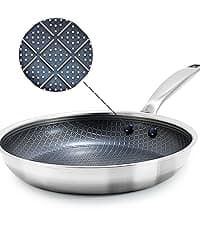 Blue Diamond Hybrid Nonstick Stainless Steel 12 Piece Cookware Set, Tri-Ply PFAS-Free Ceramic Diamond Bond Pots & Pans, Dishwasher & Oven Safe to 850F, Induction Ready, Metal Utensil Safe, Silver