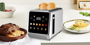 Toaster Touch Screen Toaster 2 Slice with LCD Display Stainless Steel Digital Timer Toasters 6 Bread Types& 6 Shade Settings Smart Extra Wide Slots Tostadora With Bagel Cancel,Defrost Functions