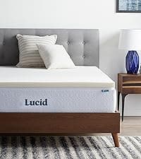 LUCID 4 Inch Gel Memory Foam Mattress Topper-Ventilated Design-Ultra Plush-Queen