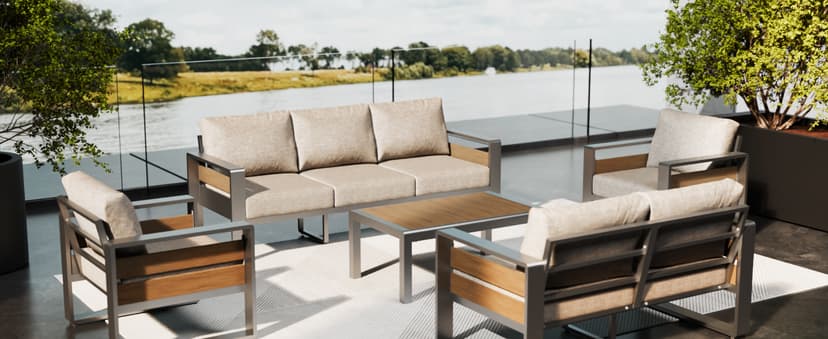 ZANDOR Outdoor Aluminum Patio Furniture - 1 Pcs 3-Seat, All-Weather Metal Modern Outside Sofa with Washable Thick Cushion for Garden/Backyard/Porch, Grey