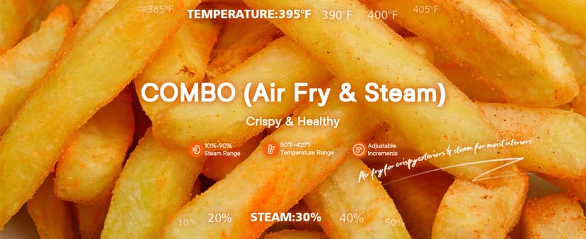 Nuwave Combi Steam Oven, 16Qt All-in-One Stainless Steel Multi-Cooker: Air Fry, Toast, Steam, Sous Vide & More, Precise 50-450°F, Adjustable Moisture, 120 Presets, Programmable Memories, Easy to Clean