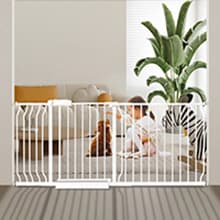 Extra Wide Baby Gate with Door Pressure Mounted 57.48-62.20 Inch,Child Baby Gates for Doorways No Drilling,Walk Through Dog Gate Indoor for The House Kitchen Stairs,White