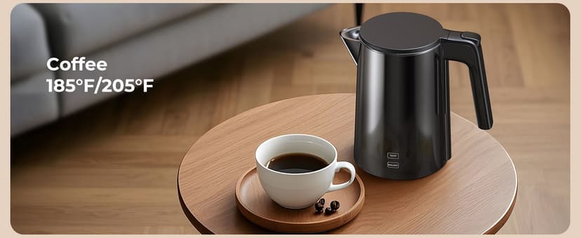 Electric Kettle 1.0L 1200W, 7 Temp Settings, 4H Keep-Warm, Fast-Boil Stainless Steel Electric Tea Kettle, 120V Water Boiler with Auto-Shut Off, Cool Touch PP Exterior for Home Office, Black