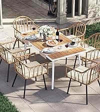 YITAHOME 5 Pieces Outdoor Patio Dining Table Chair Set,Wicker Patio Dining Set,Outdoor Rattan Dining Table Set for Patio, Backyard, Balcony, Garden (with Umbrella Hole)