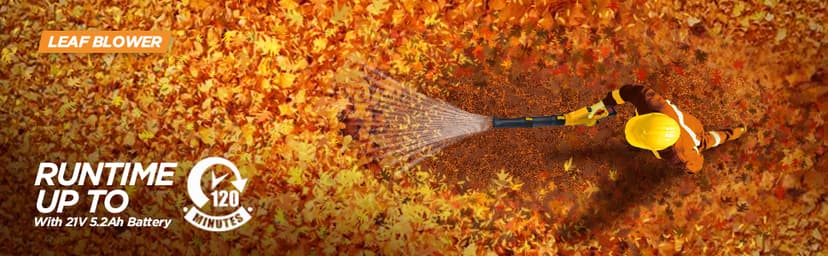 Leaf Blower Cordless, 21V 5.2Ah Battery & Charger, 6 Speed Modes, Digital Display, 500CFM/150MPH Electric Cordless Leaf Blower for Lawn Care, Leaf Blowing, Dust & Snow Removal