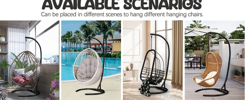 Hammock Stand Only Max 300lbs Hammock Chair Stand Only Heavy Duty Hanging Chair Stand 360 Degree Rotation Egg Chair Stand C Stand Frame for Egg Chair Indoor Outdoor Porch Swing