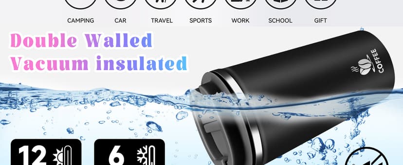 Hwawhin 17oz Insulated Travel Coffee Mug with Flip Lid – Leakproof Stainless Steel Insulated Coffee Tumblers, Reusable Coffee Cup for Hot & Cold Drinks, Perfect for Camping & On-the-Go