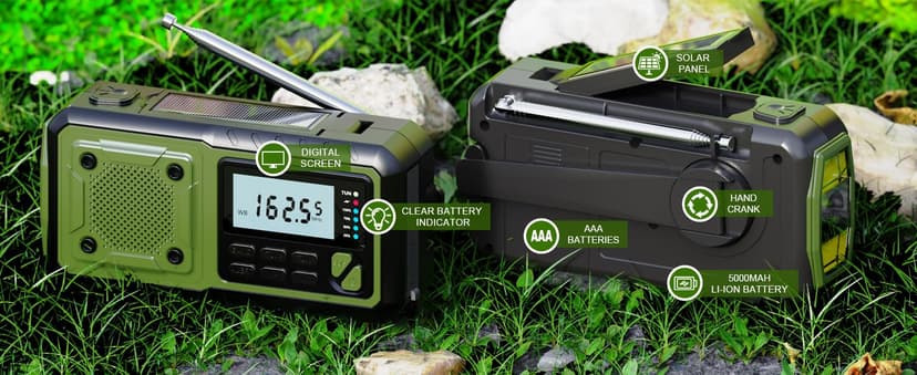 Crank Emergency Radio, Weather Radios5000mAh, Solar Radios with Hand Crank Emergencies, NOAA/AM/FM Weather Alert Radio, SOS Alarm,Flashlight & Reading Lamp, for Indoor Outdoor Survival