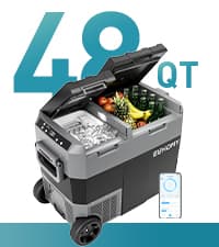 EUHOMY 12 Volt Refrigerator, 69QT Electric Cooler Powered by SECOP, Dual Zone Car Refrigerator -4℉~68℉, 12V Fridge 12/24V DC 110-240V AC, Portable Freezer for Camping, Travel, Boat