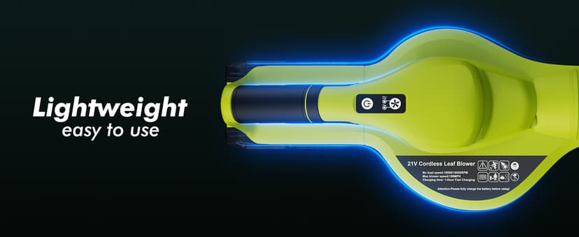 Leaf Blower Cordless - 21V Powerful Electric Leaf Blower with 2 Batteries and Charger, 2 Speed Modes, 2.0Ah Lightweight Battery Powered Leaf Blowers for Lawn Care, Patio, Dust, Blowing Leaves