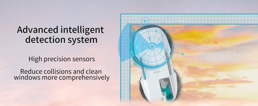 FMART T9Pro Window Cleaning Robot, Ultrasonic Atomization Intelligent Water Spray, 3800PA Suction Power, AI Intelligent Path Planning, Edge Detection Technology, Remote Control Robot Window Cleaner